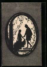 Künstler-AK Johanna Beckmann: Scherenschnitt mit Szene aus dem Märchen Allerlei 