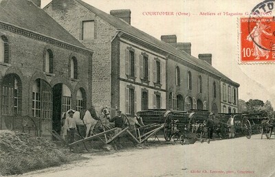 Card COURTOMER workshops and shops G BOUVRY horse agricultural machinery