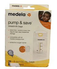 New Medela Pump Save Breastmilk Bags 20 Count w/ 2 Adapters BPA Free Sealed