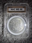 1921-S BU/MS+ Morgan Silver Dollar Superb Gem Graded Numismatic Auth. Company ￼