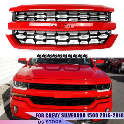 #ad #ad Front Upper Grille Red Hot For 2016 2017 2018 Chevrolet Silverado 1500 Grill NEW $189.99