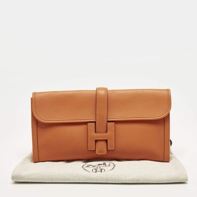 Hermes Jige Elan 29 Orange Swift Leather Clutch | eBay
