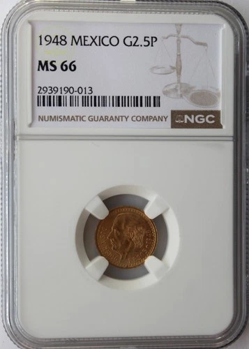 Photo of a 1948 Mexico 2 Pesos Gold from an eBay listing that sold on Jul 16, 2026