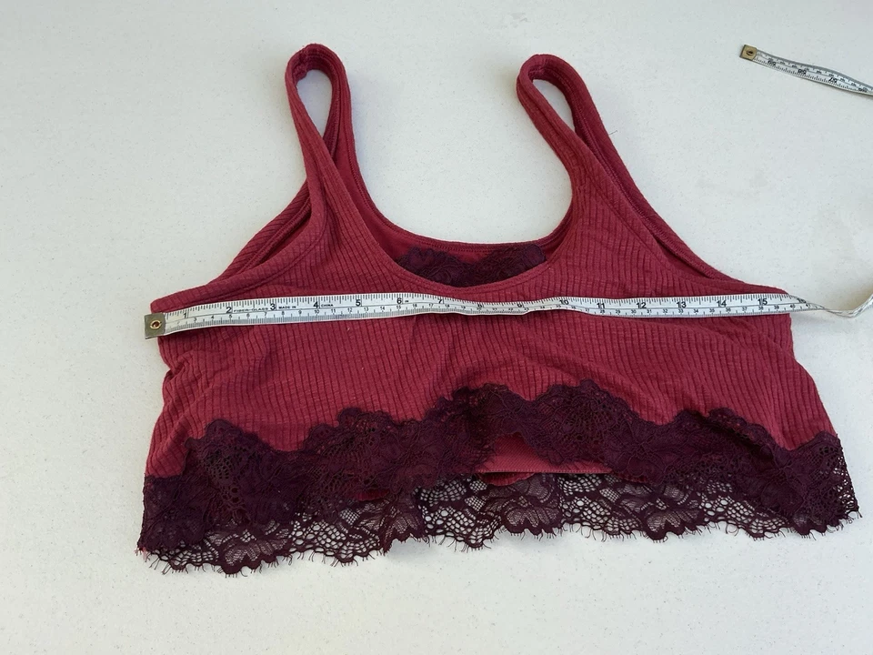 Aerie Bralette Red Size XL Cotton Ribbed Fabric Lace Trim NWT - Image 4 of 4