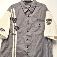 HARLEY DAVIDSON MECHANIC STYLE MENS BUTTON UP SHIRT EMBROIDERED W/PATCHES 2XL