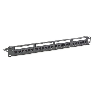 HUBBELL PREMISE WIRING HP624 Patch Panel,Flat Panel,6 Category,Steel 46AY31