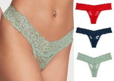 Victoria's Secret Lacie Lace-Up Lace Thong Panty NWT