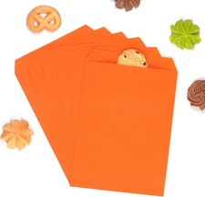 Orange Flat Medium Kraft Paper Bags 5" x 7" (13 x 17.8cm) Pack of 100 - Treat...