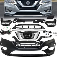 15PC Kit Primed Bumper Cover Upper Lower Grille Fog light for 17-20 Nissan Rogue