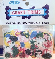 Felt asst Shapes Craft Trims NOS Mini Appliques Vintage Walbead Star Bird Flower