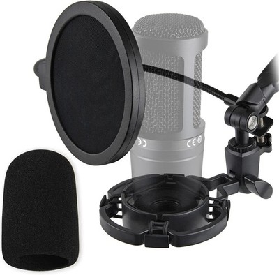AT2020 Shock Mount Pop Filter Windscreen Noise Reduction Mic Holder