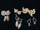 Vtg Lot Of 6 Pair Screwback Eearings Rhinestone Signed Coro Star Art 1/20 12k — photo 9