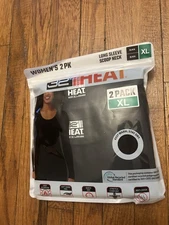 32 Degrees Heat Long Sleeve Scoop Neck Women Size XL Black 2 Pack Brand New 