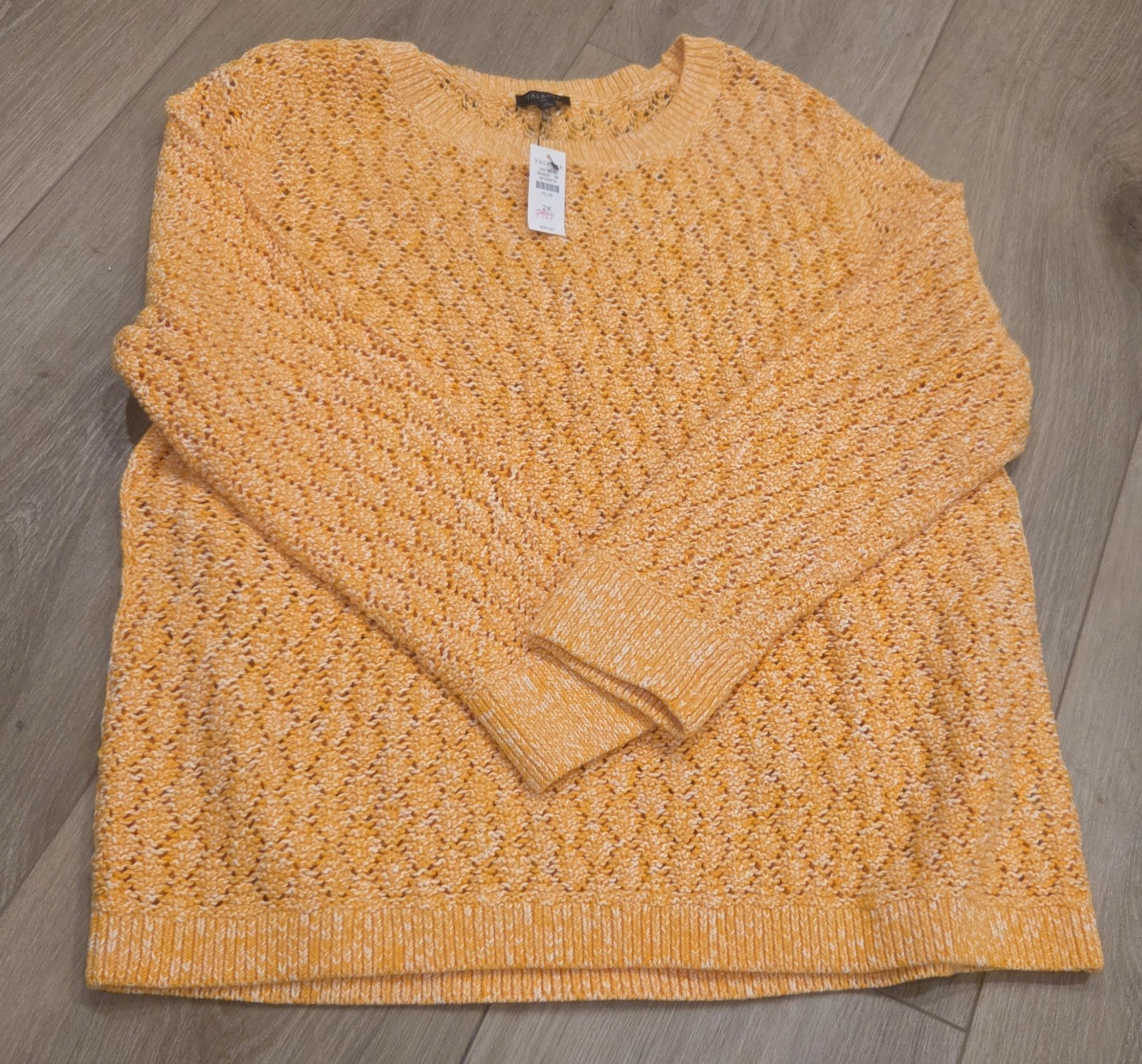 NWT Talbots Womens Plus Pointelle Marled Cotton Acrylic Sweater Orange Sz 2x