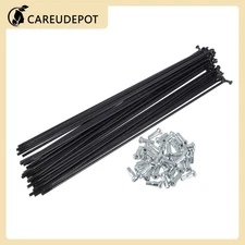 1Set 13G 199mm Length Bicycle Spokes Nipple 45 Steel Black Universal