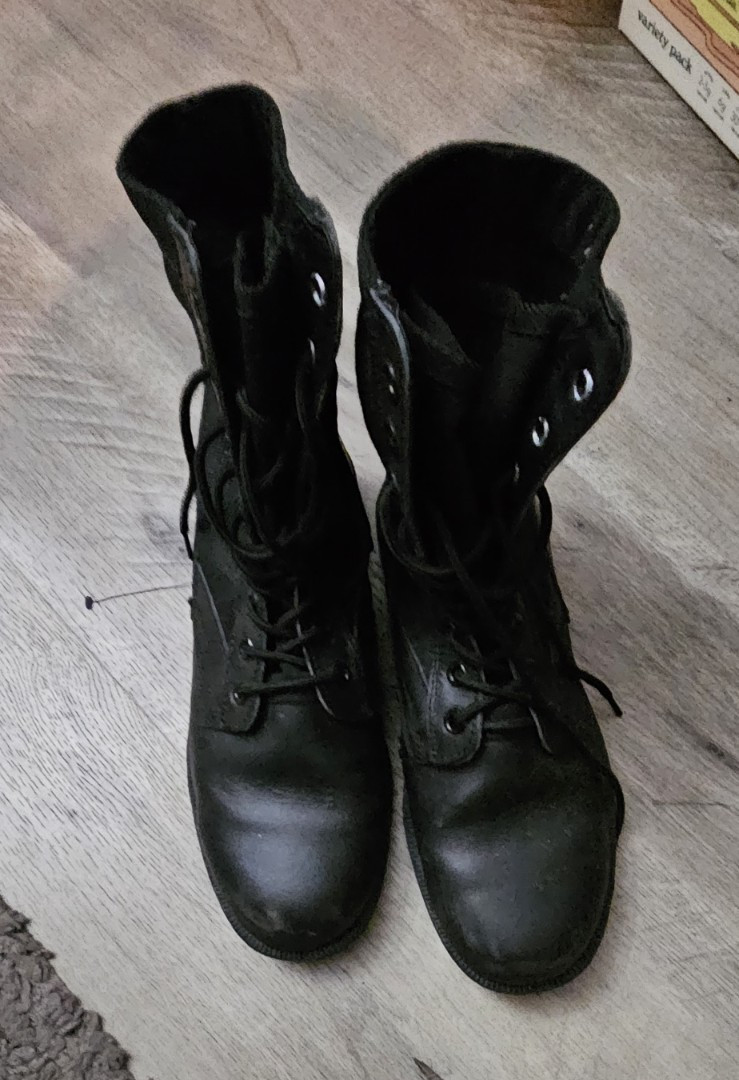 FOX Outdoor Products Men's Black Leather Lace-Up Combat Boots US 9