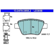 Satz Bremsbeläge 24132493 Bremsklötze hinten für VW Touran 1T1 1T3