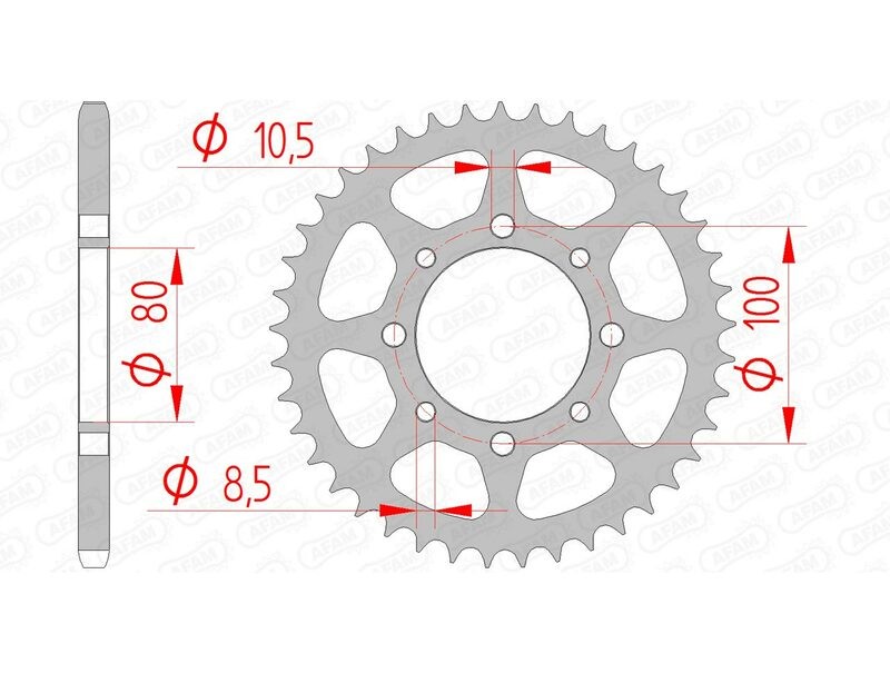 Pignon standard AFAM 14312 en acier de pas 520 avec 15 dents pour moto