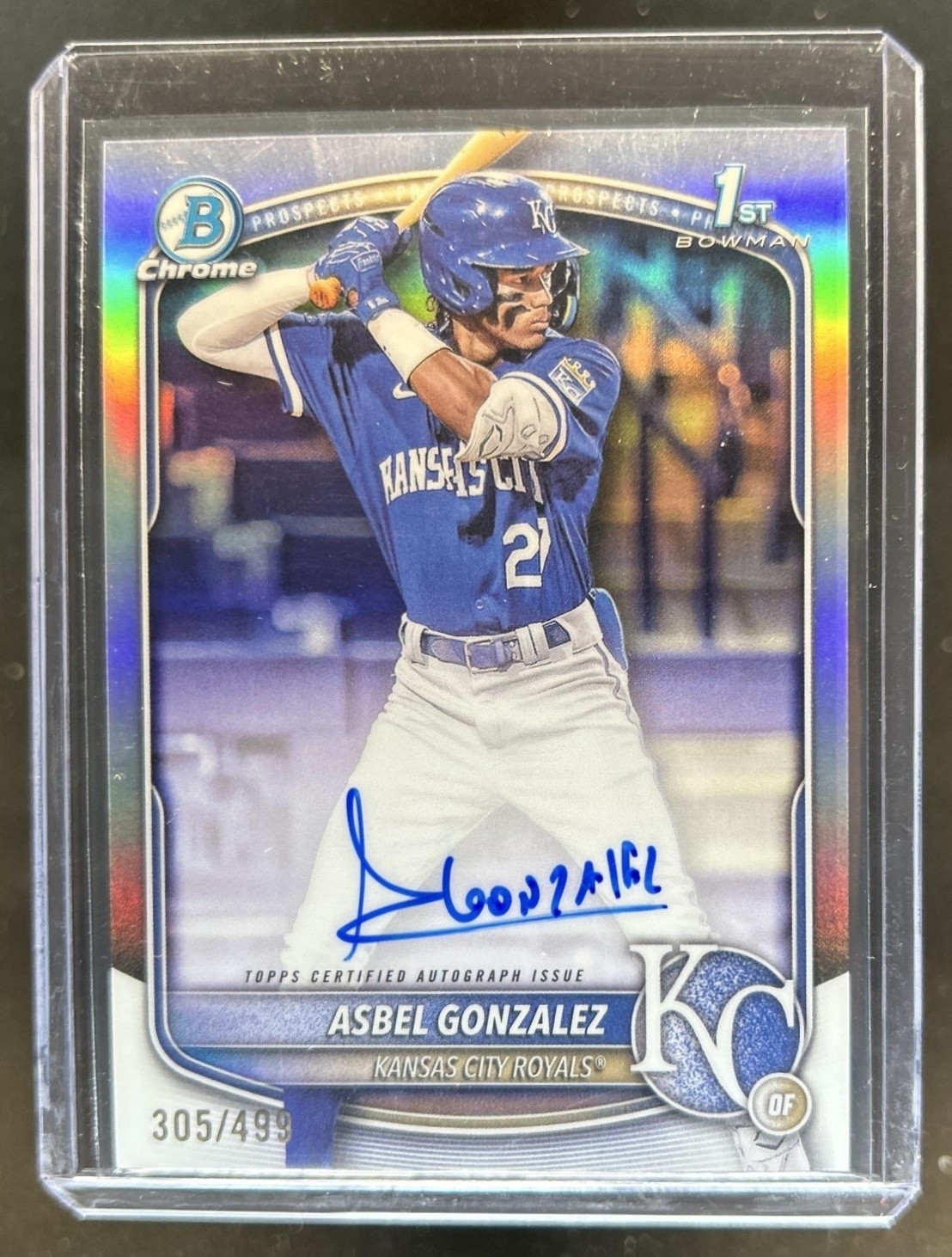 2025 Bowman Chrome Asbel Gonzalez Auto 1st Prospect Refractor #/499 Royals
