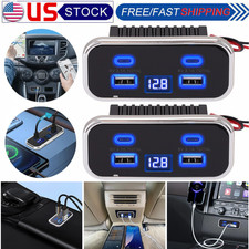Car Fast Charger Socket Panel for Car Boat RV USB Outlet Dual USB A Type C Ports