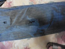 ANCIEN PANTALON GRAND PERE 1900TOILE A RAYURES GRISES" REPRISES TROUS"n°2