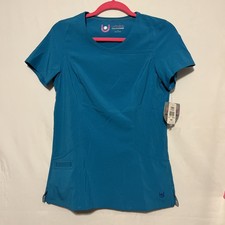NWT Urbane Performance Scrub Top XSM Turquoise Stretch