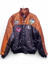 Metro Branded Satin Bomber Jacket Featuring Various Decorative Patches Size 3XL