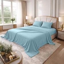 DAN RIVER Full Jersey Sheet Set 100 Cotton - Set, Light Blue