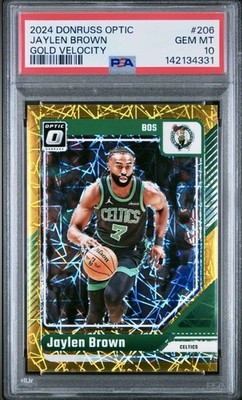 2024 Donruss Optic Jaylen Brown Gold Velocity /10 PSA 10 JERSEY MATCH POP 1 🔥🔥