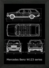 Mercedes Benz W123 series Framed Wall Art Poster Canvas Print Picture