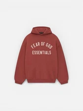 Fear of God Essentials Oversized Fleece Hoodie Crimson Red L Bag and tags