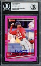 Juan Soto Auto 2020 Donruss Holo Pink Variation Card 162 Mets Beckett #16777344