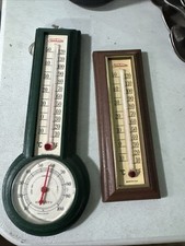 2 Vintage Sunbeam Wall Thermometers 1 Green 1 Brown Alcohol Sunbeam Plastic 2 Vintage Sunbeam Wall Thermometers 1 Green 1 Brown Alcohol Sunbeam Plastic