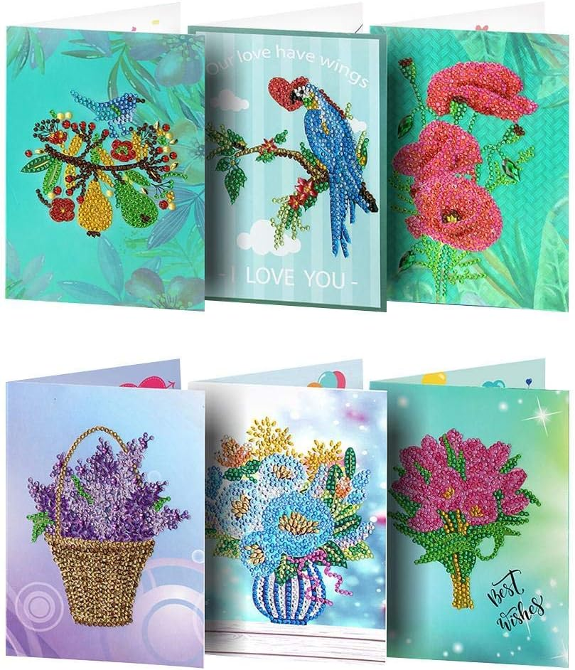 Norhogo 12 stuks diamantschilderkaarten voor Kerstmis, 5D DIY Diamond Painting wenskaarten, diamantschilderij, wenskaarten voor vrienden en familie
