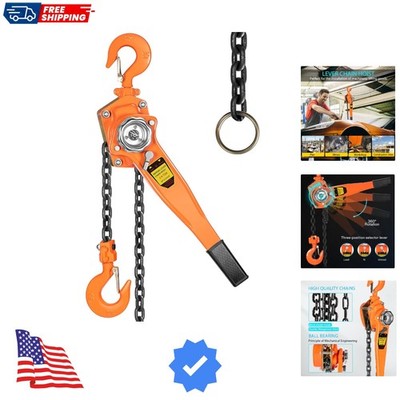 Lever Chain Hoist 3/4 Ton 1650 Lbs Capacity 10 Feet with 2 Heavy Duty Hooks, ...