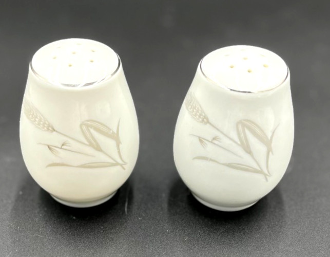SONE China Spring Wheat Salt and Pepper Set Platinum Rim Made in Japan