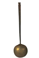 Rare ANTIQUE BRASS LADLE w WROUGHT IRON HANDLE, c. 1800