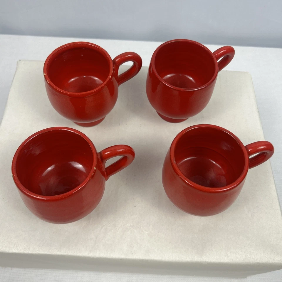 Taza Demitasse Espresso Italiana Café Café Rojo De Colección 4 Hecha en Italia Foto 2 de 4