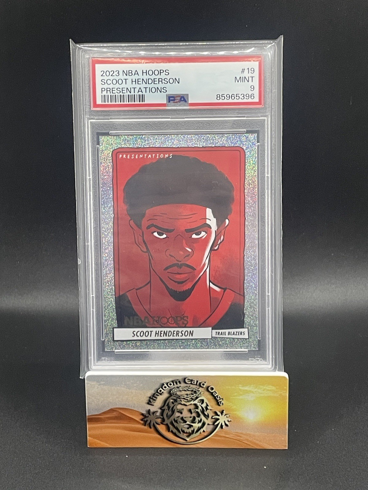 Scoot Henderson 2023-24 Panini NBA Hoops #19 Presentations - Case Hit SSP PSA 9