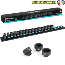 19pc 3/8" Drive Stubby Metric Impact Socket Set Cr-Mo Steel Low Profile Design