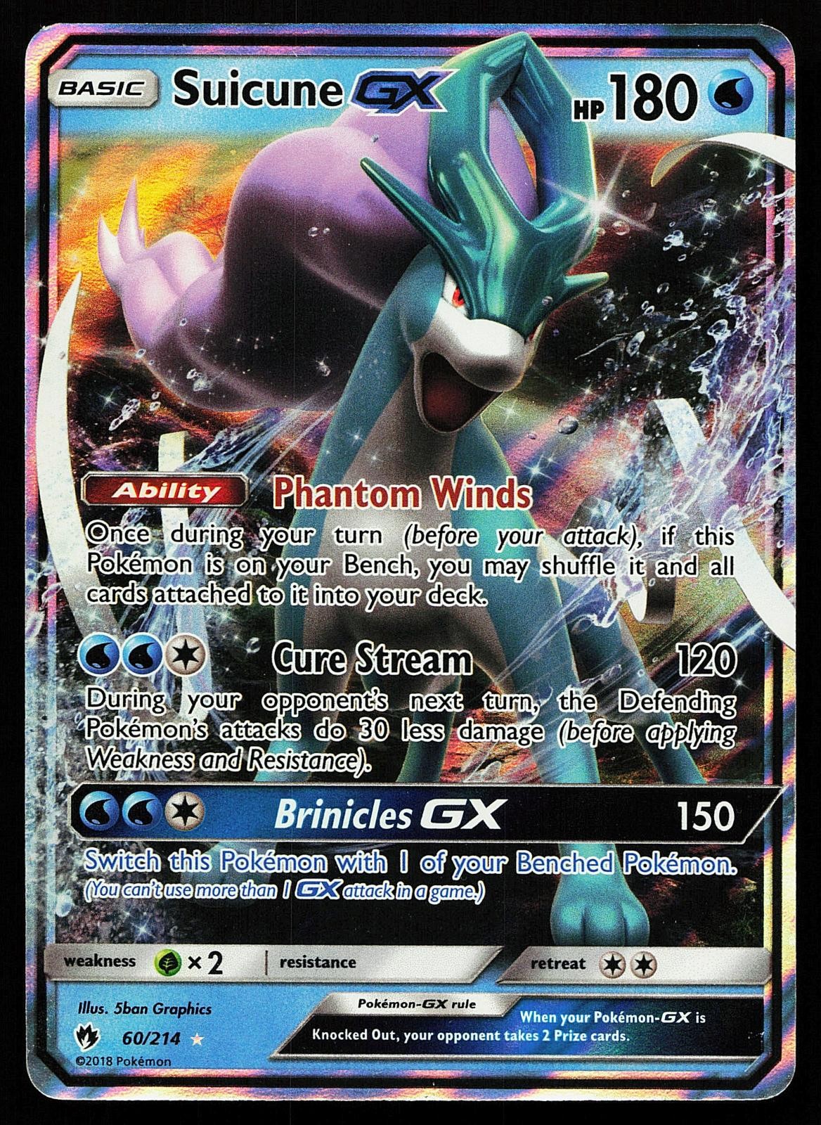 Suicune GX 60/214 Holo Lost Thunder Pokemon Card