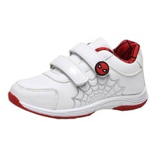 Marvel Spider-Man White Red Unisex Kids Sneaker Athletic Hook Loop Logo Strap