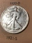 1921-S Silver Walking Liberty  Half  Dollar  KeyDare Fine Details full Date!
