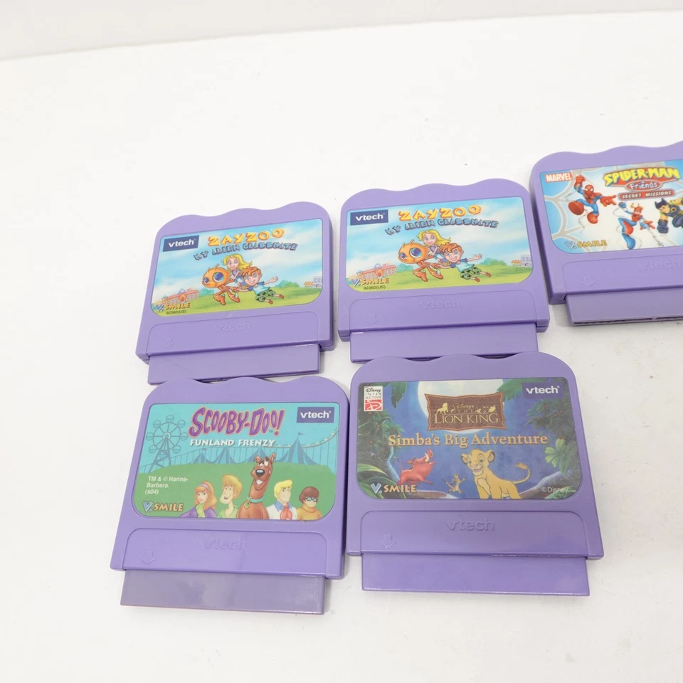 VTech V-Smile Game Lot of 5 Scooby-Doo Spiderman Lion King Zayzoo Tested Works - Image 2 of 4