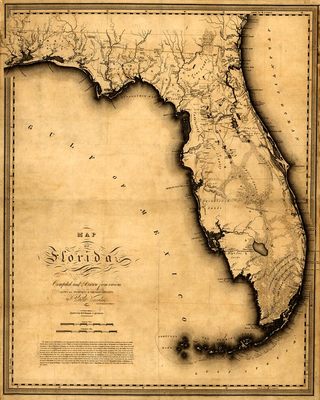 State of Florida Charles Vignoles c. 1823 | Map Print Poster Vintage Decor 24x30
