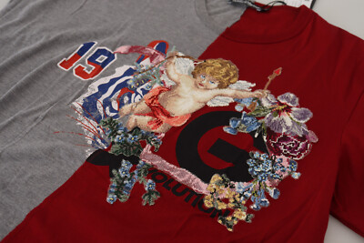 DOLCE & GABBANA T-shirt Red Gray Two Model DG Angel Crewneck IT48