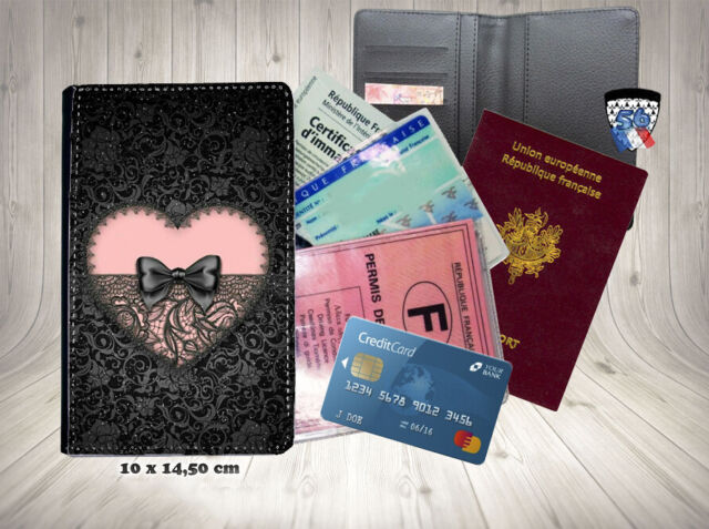 floral dentelle 030 porte cartes permis passeport grise card holder