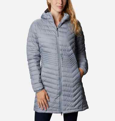NWT Columbia Powder Lite Mid Hooded Jacket Tradewinds Grey $200