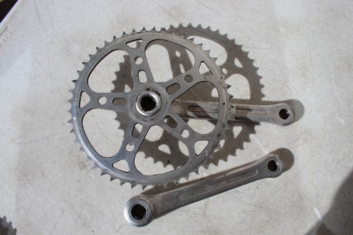 Set pedivelle vintage Sugino Idol 48 denti singole 165 mm guarnitura strada 9/16" pista BMX - Foto 7 di 15