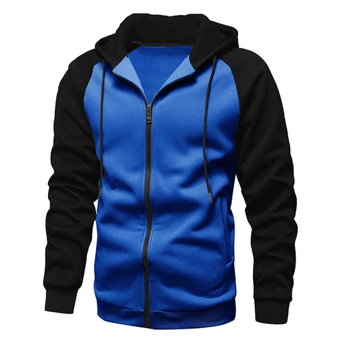 Herren Reißverschluss Hoodie Herbst Winter Sweatshirt Colorblock warme Jacke schwer - Bild 13 von 39
